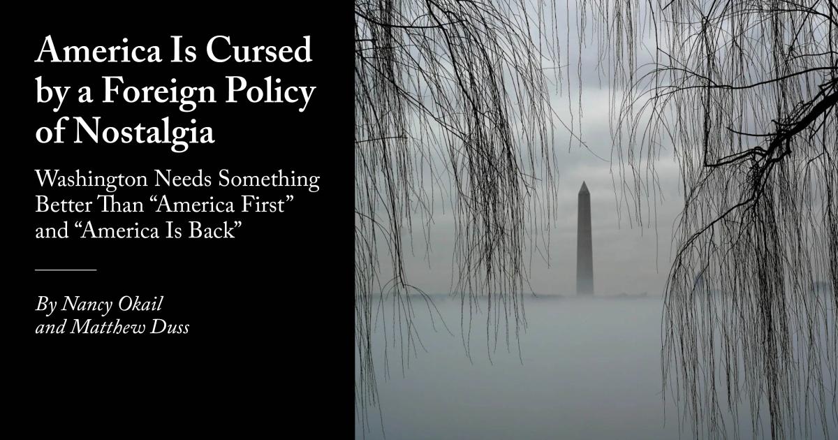 mattduss's tweet card. Washington needs something better than “America first” and “America is back.”