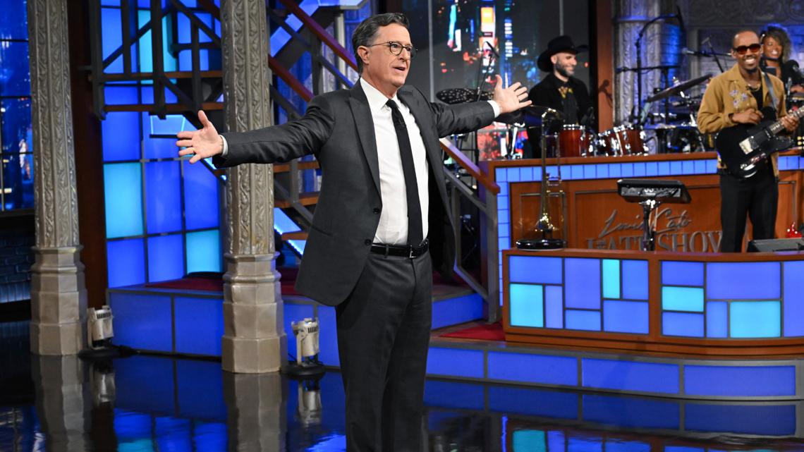 ianhillmedia's tweet card. Colbert has frequently made Trump a satiric target.