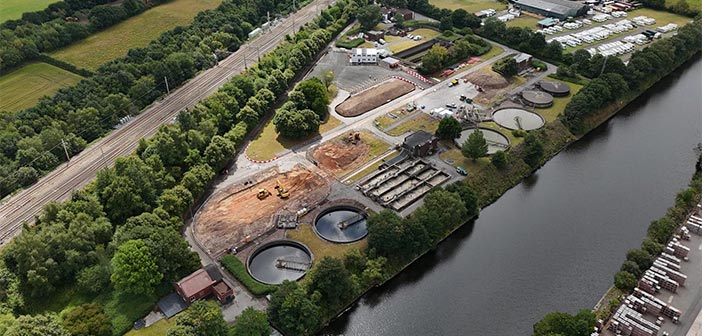 AboutMcr's tweet card. A £17 million upgrade has started at Warrington South wastewater treatment works to improve water quality in the Manchester Ship Canal. The works on