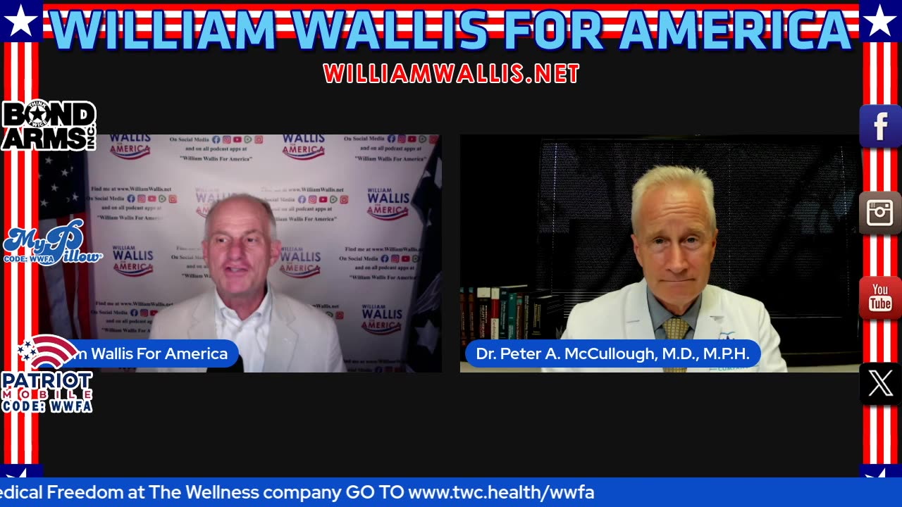 Wallis4America's tweet card. Dr. McCullough and I do an interview on how important medical freedom is, but more importantly on facts, statistics, and the realities on how much our medical freedom is under attack. We also cover ho