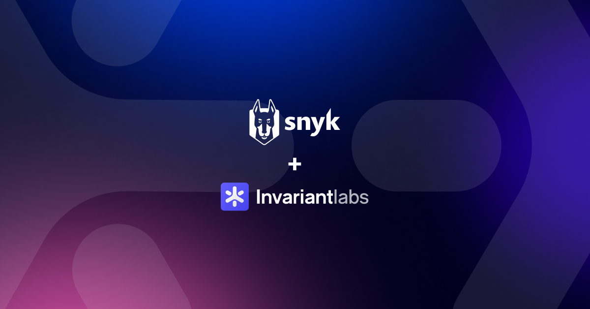 snyksec's tweet card. Blog post announcing the acquisition of Invariant Labs with details on their expertise and technology