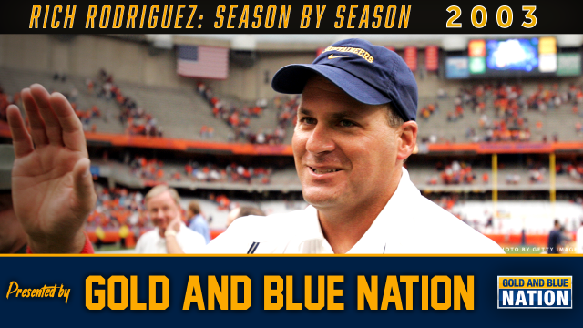 GoldAndBlueNtn's tweet card. MORGANTOWN, W.Va. — Gold and Blue Nation’s journey of Rich Rodriguez’s first stint at West Virginia continues with the 2003 season. Hopes were high for West Virginia in 2003, but a 1-4 start left v…