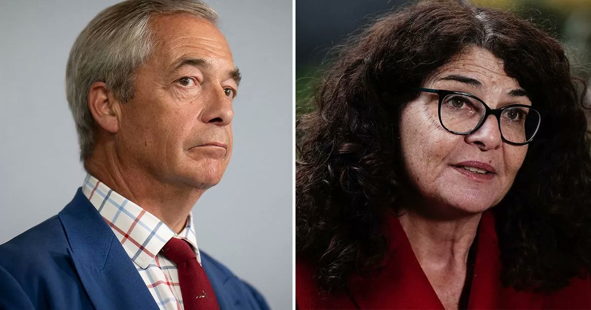MirrorPolitics's tweet card. Policing minister Dame Diana Johnson has accused Nigel Farage of peddling 'divisive, outdated nonsense' after he called for 'big strapping' officers on the beat after branding Britain 'lawless'