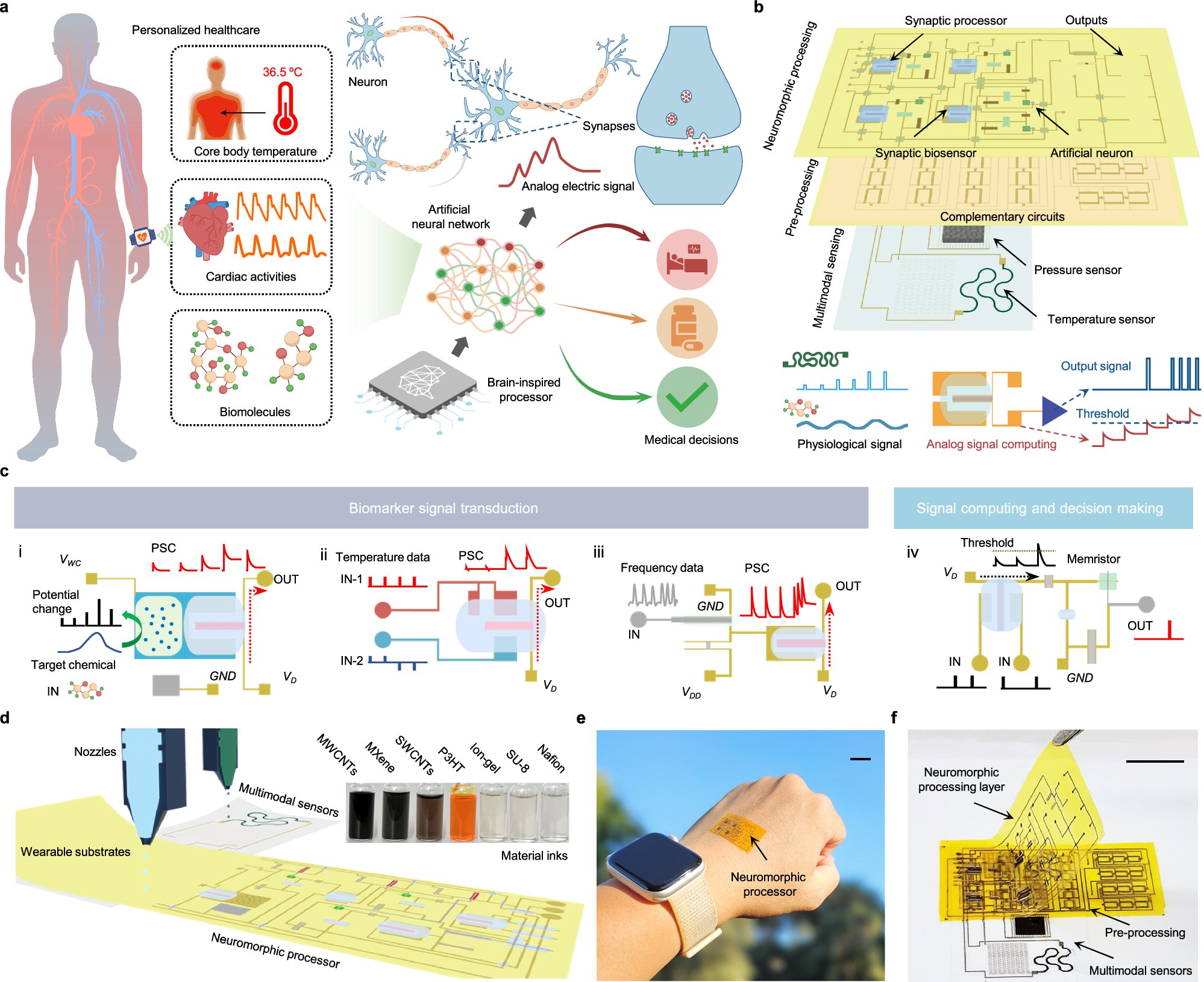 WeiGaoLab's tweet card. Nature Communications - The authors present a chip-less wearable sensor-processor integrated neuromorphic system that combines multimodal physicochemical sensing with neuromorphic processing for...