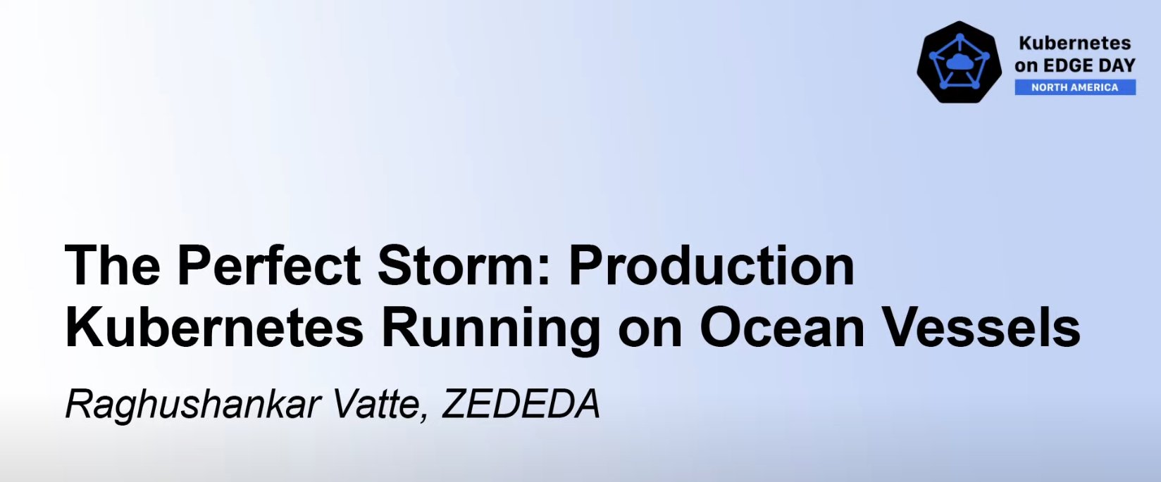 DormainDrewitz's tweet card. Streamlining Connectivity and Apps on the High Seas: How Kubernetes at the Edge Revolutionizes Maritime Operations At the Linux Foundation’s Kubernetes on EDGE Day, Raghushankar Vatte, Field CTO & VP...