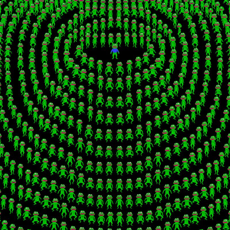 RaymondConnol15's tweet card. Digital frogs in water waves formation of good energy. • Animated frame by frame, free hand digital painting, digital motion edition. 2025.