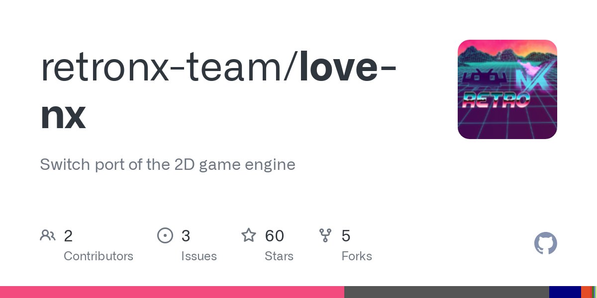 p__sam's tweet card. Switch port of the 2D game engine. Contribute to retronx-team/love-nx development by creating an account on GitHub.