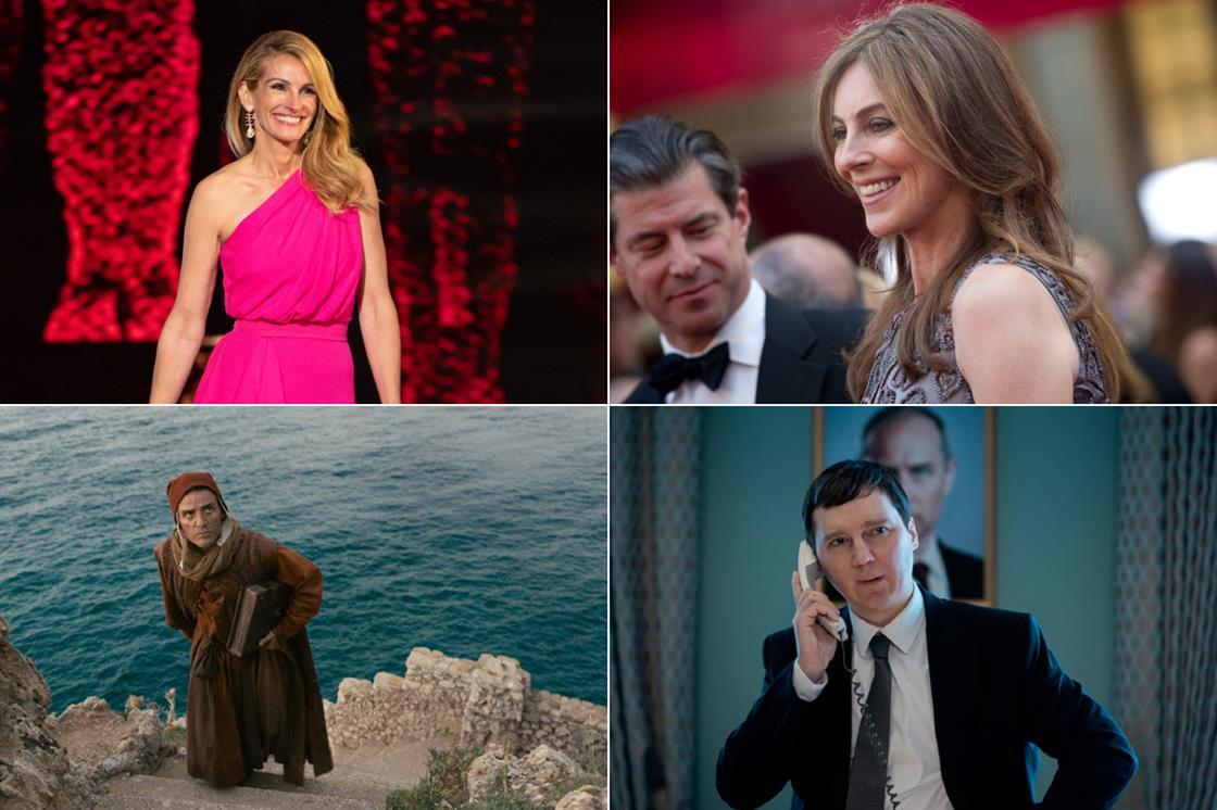 Screendaily's tweet card. Long films, up to 305 minutes; starry nights, with Julia Roberts, George Clooney set to attend; political topics.