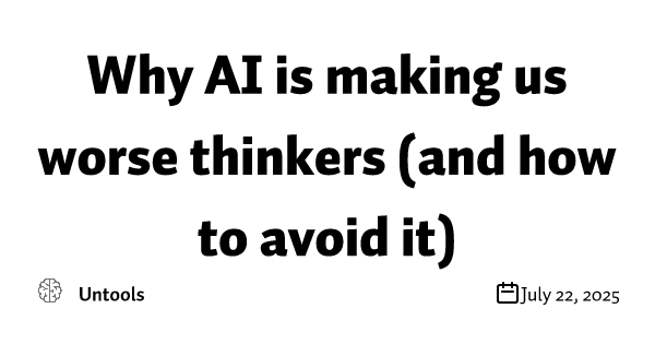 therealadam's tweet card. Exploring how AI usage erodes our critical thinking and learning to treat it as a thinking partner for better outcomes.