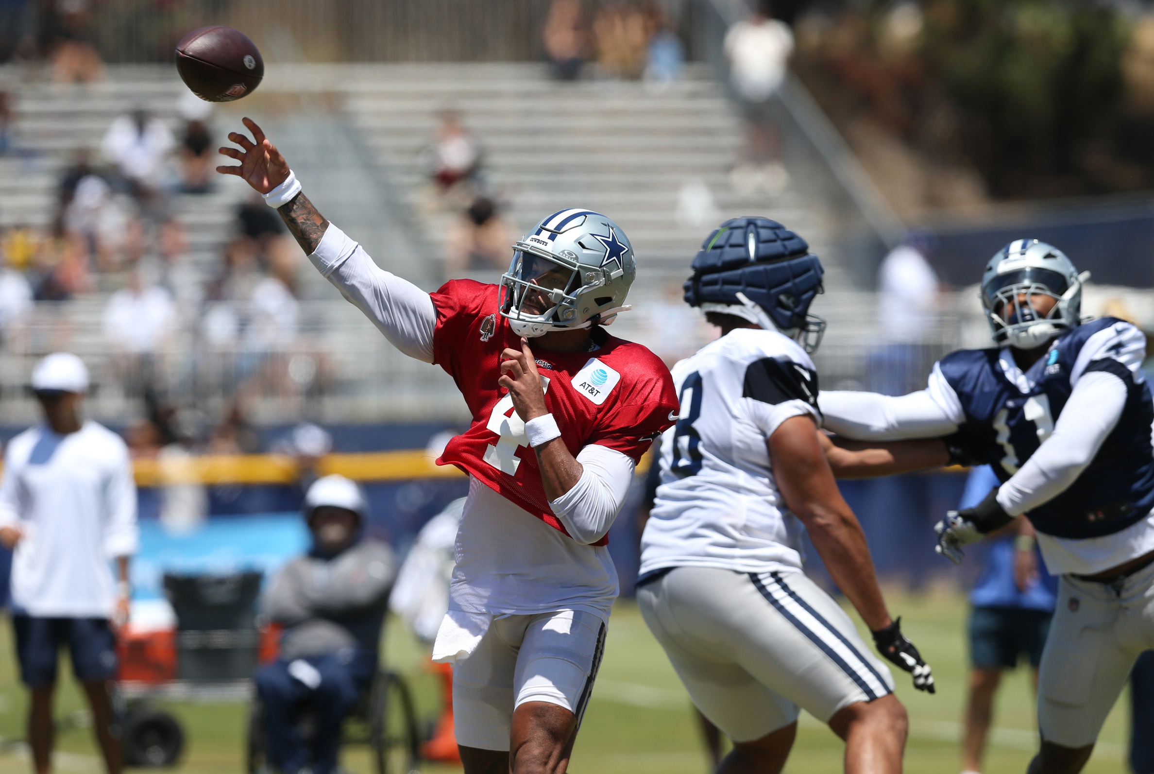 CrossingBroad's tweet card. ESPN's First Take is fooled by a fake Dak Prescott throw to George Pickens on the first day of training camp.