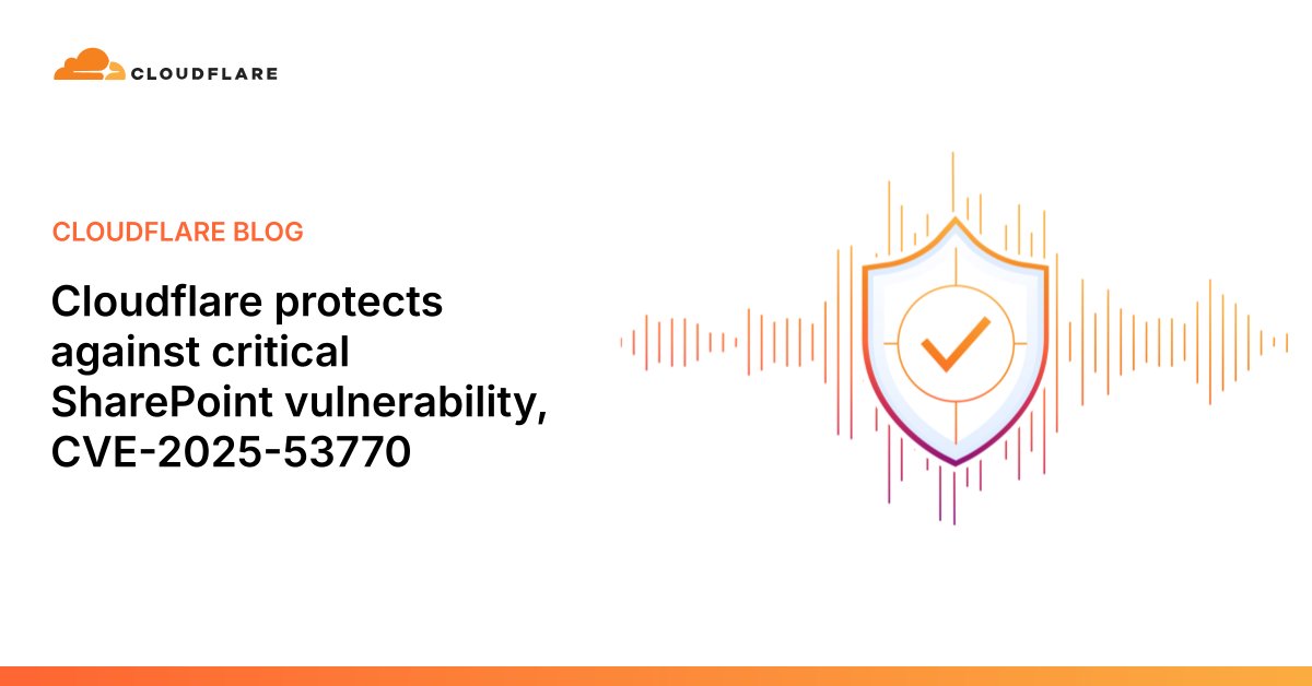 Cloudflare's tweet card. Microsoft disclosed two critical vulnerabilities, CVE-2025-53771 and CVE-2025-53770, that are exploited to attack SharePoint servers. Possession of these cryptographic machine keys allows an attacker...