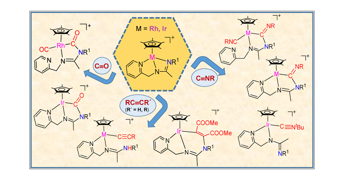 chiralcatgroup's tweet card. The complexes [Cp*M(κ3N,N′,N″-L)][SbF6] (Cp* = η5-C5Me5; M = Rh, 1, Ir, 2; HL = pyridinyl-amidine) display M/N transition metal frustrated Lewis pair reactivity toward a range of substrates contain...
