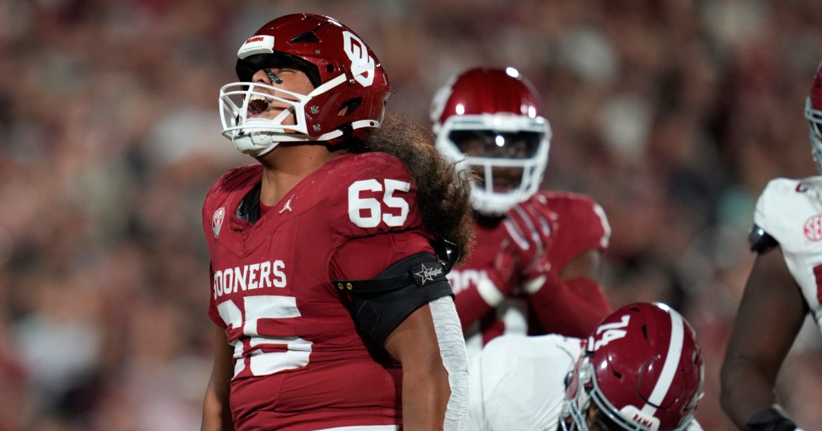 SoonerScoop's tweet card. With Oklahoma football boasting one of the SEC's top defensive tackle groups in 2025, how do they keep building for 2026 and beyond?