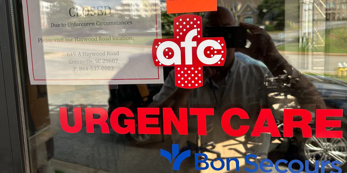 foxcarolinanews's tweet card. This comes after a Bon Secours representative said the urgent care had to temporarily close the week prior due to a nearby church that had a water break.