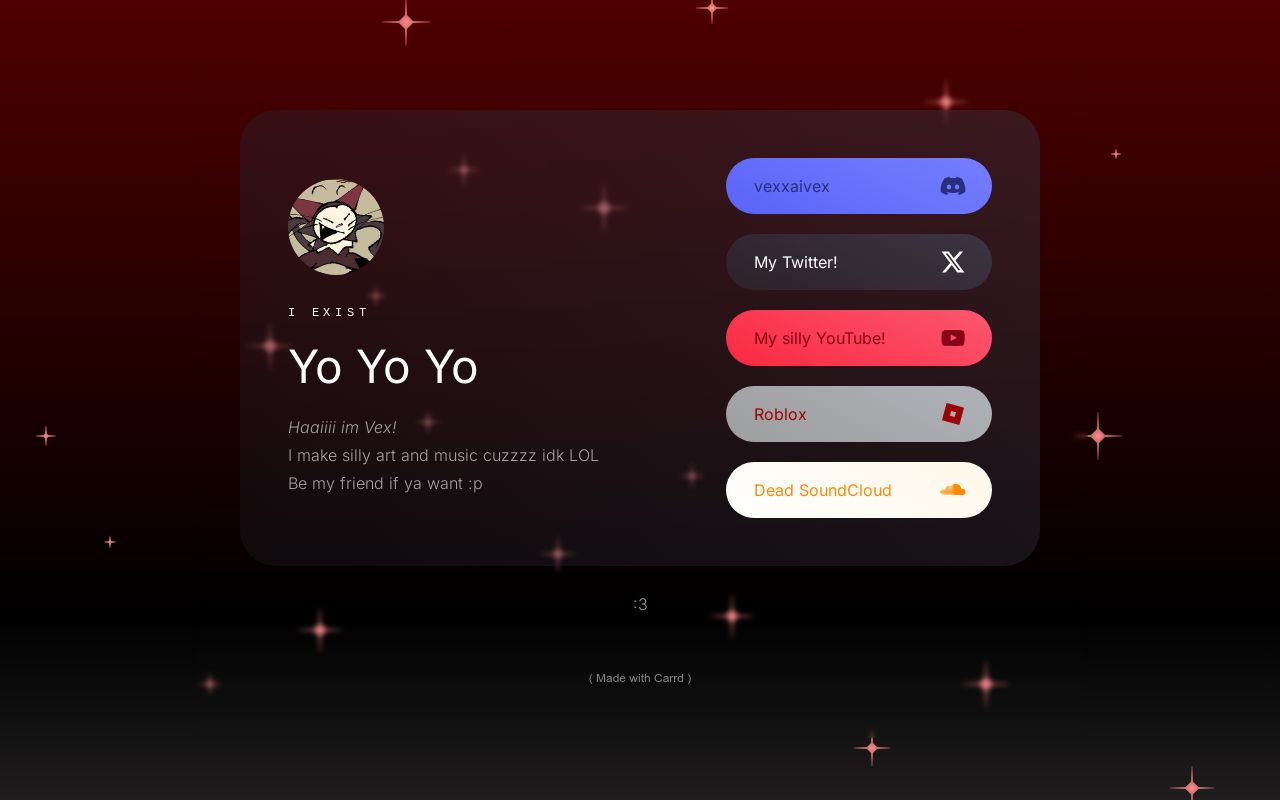 vexyvexvex's tweet card. im so silly lol