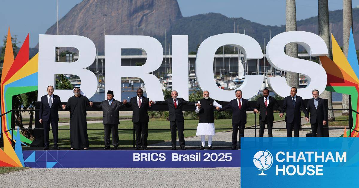 ChathamHouse's tweet card. Not all BRICS members are interested in the bloc being used by Russia and China to reshape the global order.