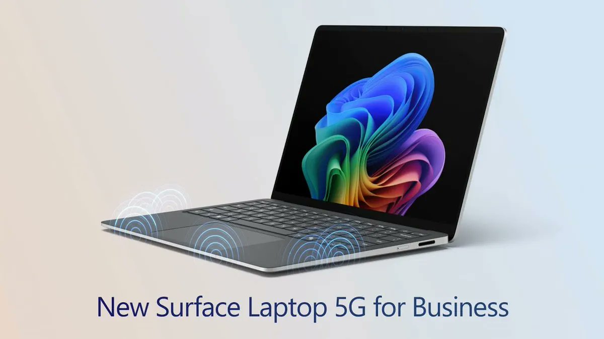CoRRiENTE_top's tweet card. Microsoftは、Intelプロセッサ「Core Ultra」を搭載した新型ノートPC「Surface Laptop 5G」を海外市場向けに発表した。主に企業向けで、13.8インチのディスプレイを備え、価格は1,799.99ドルから。8...