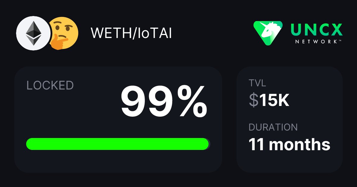 IoTAI_network's tweet card. Most advanced decentralized token and liquidity locker