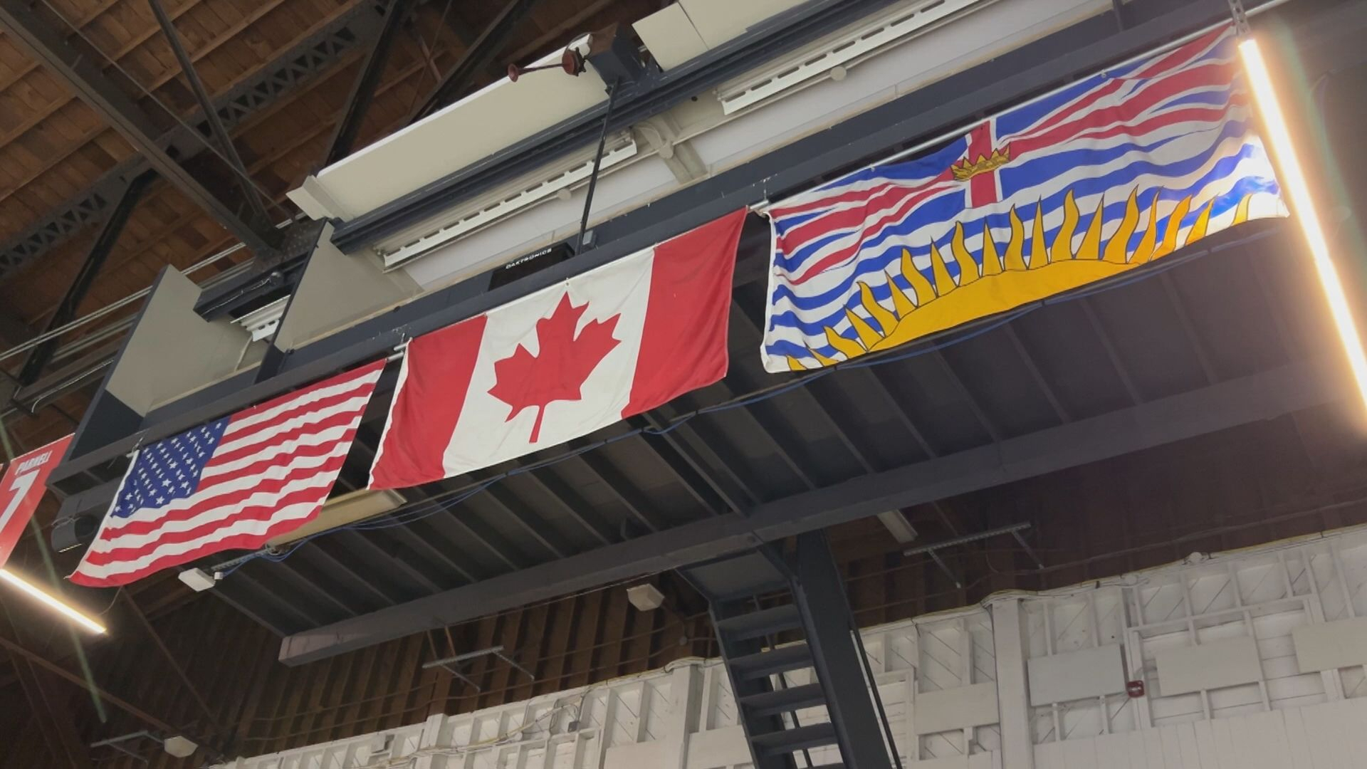 midnightriderV2's tweet card. Just one day after 1130 NewsRadio reported the American flag at Queen's Park Arena in New Westminster remained up it's coming down.