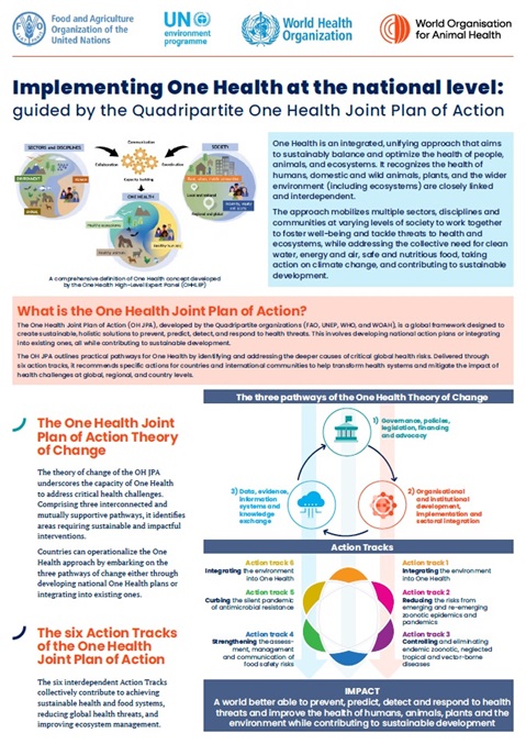 OneHealthUofG's tweet card. The One Health Joint Plan of Action (OH JPA), developed by the Quadripartite organizations (FAO, UNEP, WHO, and WOAH), is a global framework designed to create sustainable, holistic solutions to...