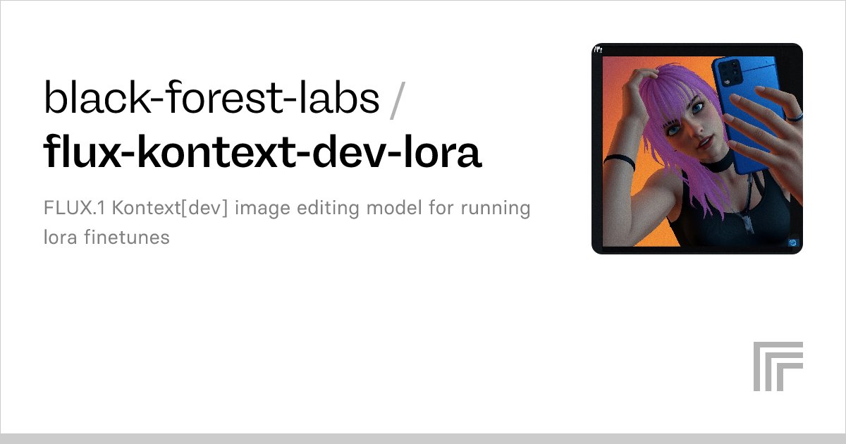 replicate's tweet card. FLUX.1 Kontext[dev] image editing model for running lora finetunes