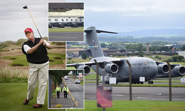ScotsPolFed's tweet card. Donald Trump's visit to Scotland will require a security operation as big as the arrangements for the Queen's funeral - involving up to 6,000 officers.