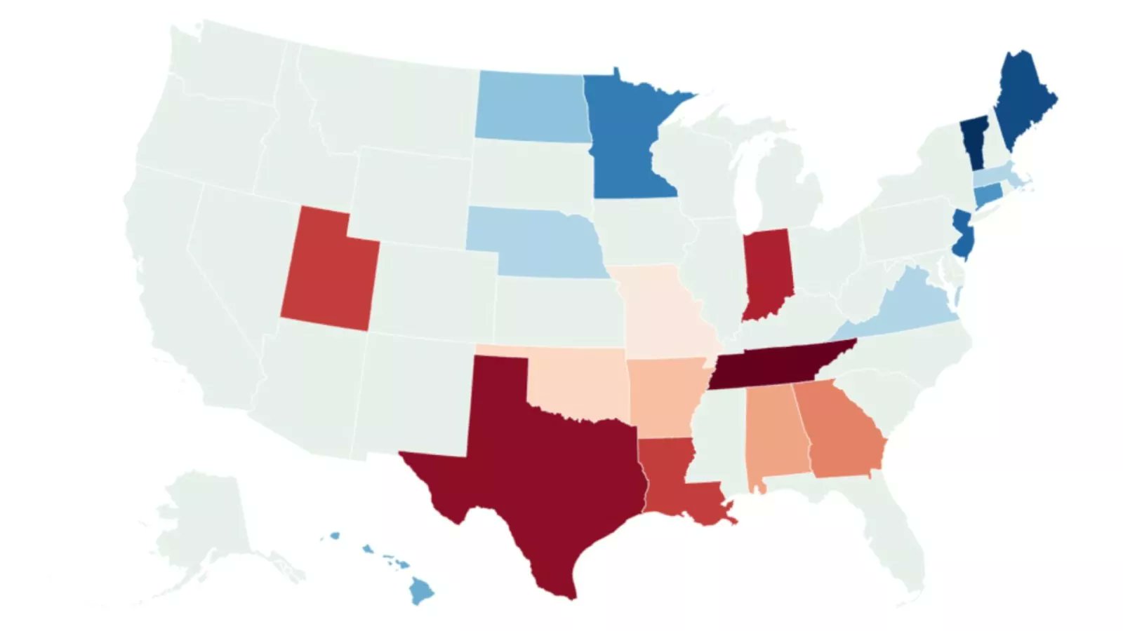 IPRatNU's tweet card. The 10 states at the bottom were Tennessee, Texas, Indiana, Louisiana, Utah, Georgia, Alabama, Arkansas, Oklahoma and Missouri.
