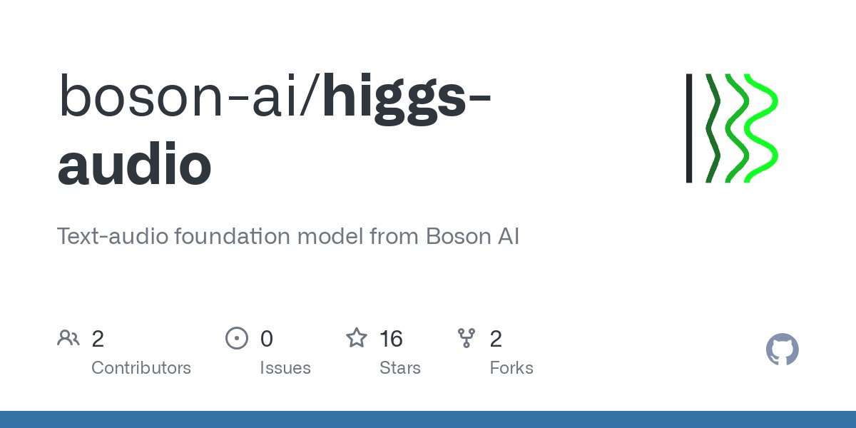 LiMzba's tweet card. Text-audio foundation model from Boson AI. Contribute to boson-ai/higgs-audio development by creating an account on GitHub.