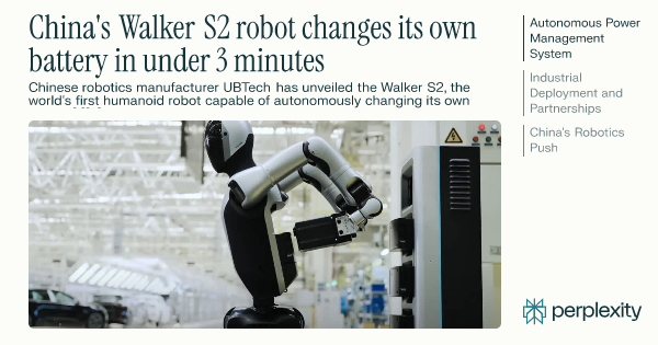 _Faraz's tweet card. Chinese robotics manufacturer UBTech has unveiled the Walker S2, the world's first humanoid robot capable of autonomously changing its own battery. The...