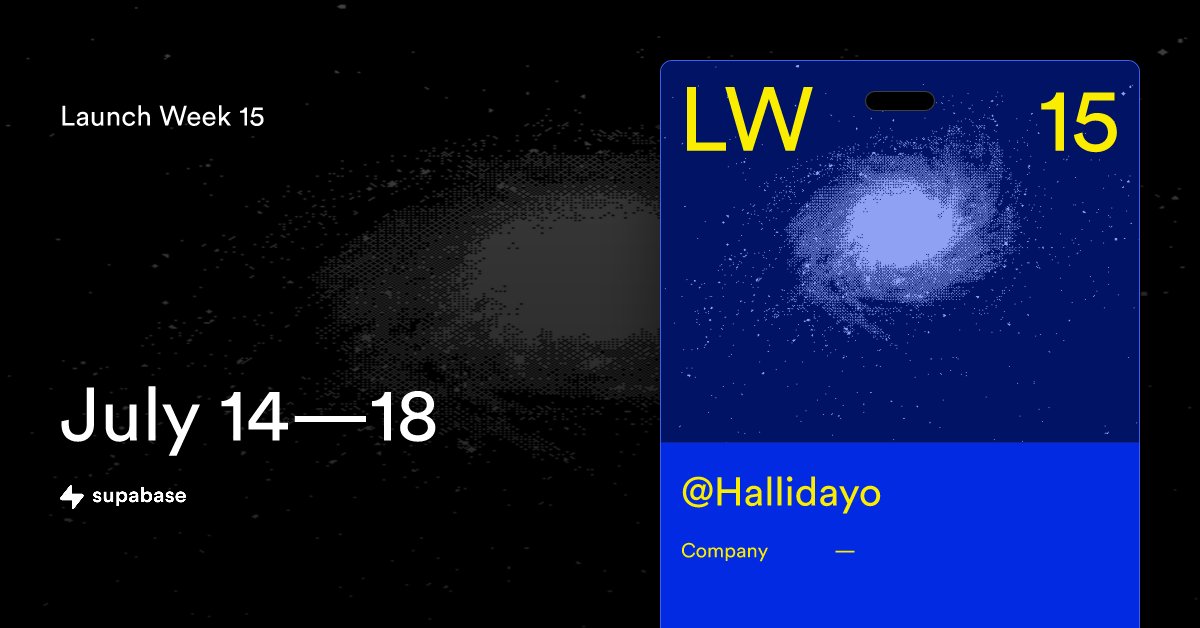 HallidayO's tweet card. Join us for a week of announcing new features, every day at 8AM PT.