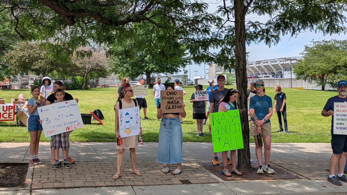 condormorris's tweet card. Protesters in downtown Cleveland called for Congress not to approve cuts proposed by the Trump administration that they argue would devastate the workforce and research capabilities of the NASA Glenn...