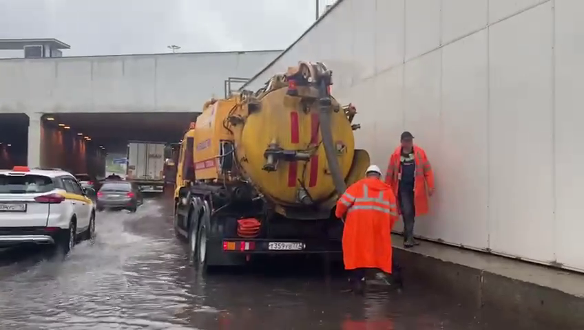 TheWatchers_'s tweet card. A record-breaking 91 mm (3.6 in) of rain fell on Moscow, Russia during the night of July 21, 2025, flooding roads, metro stations, and underpasses, and causing widespread transport disruptions.