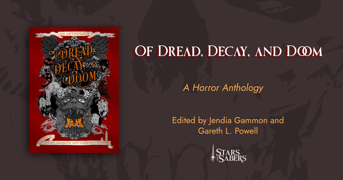 stars_andsabers's tweet card. A horror-themed anthology edited by Jendia Gammon and Gareth L. Powell.
