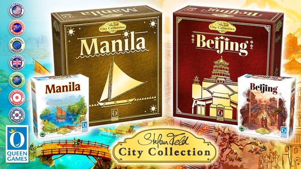 QueengamesUS's tweet card. The Stefan Feld City Collection continues with #11 Manila and #12 Beijing