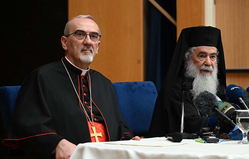 OSVNews's tweet card. Christ is not absent from Gaza, but crucified in the wounded, patriarchs say after visit