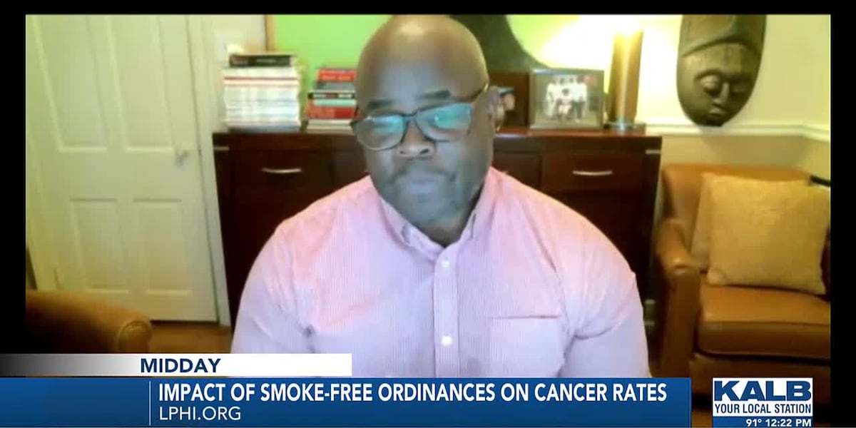 CancerLouisiana's tweet card. Impact of smoke-free ordinances
