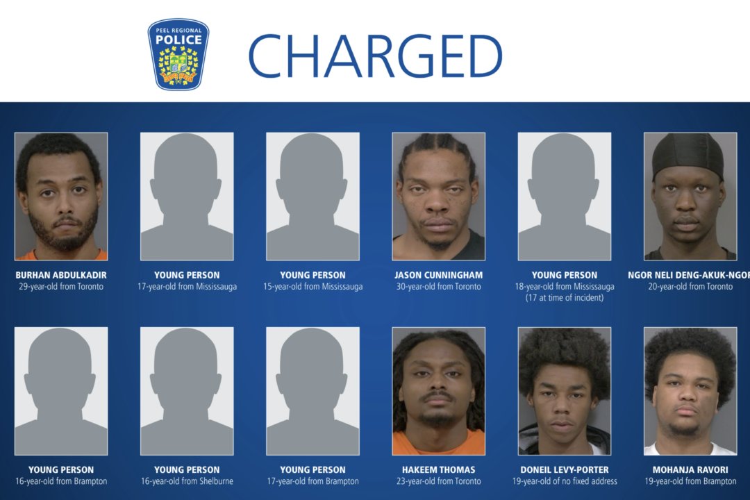 EpochTimesCan's tweet card. 12 People Charged After Violent Home Invasions, Jewelry Store Robberies in Toronto Area