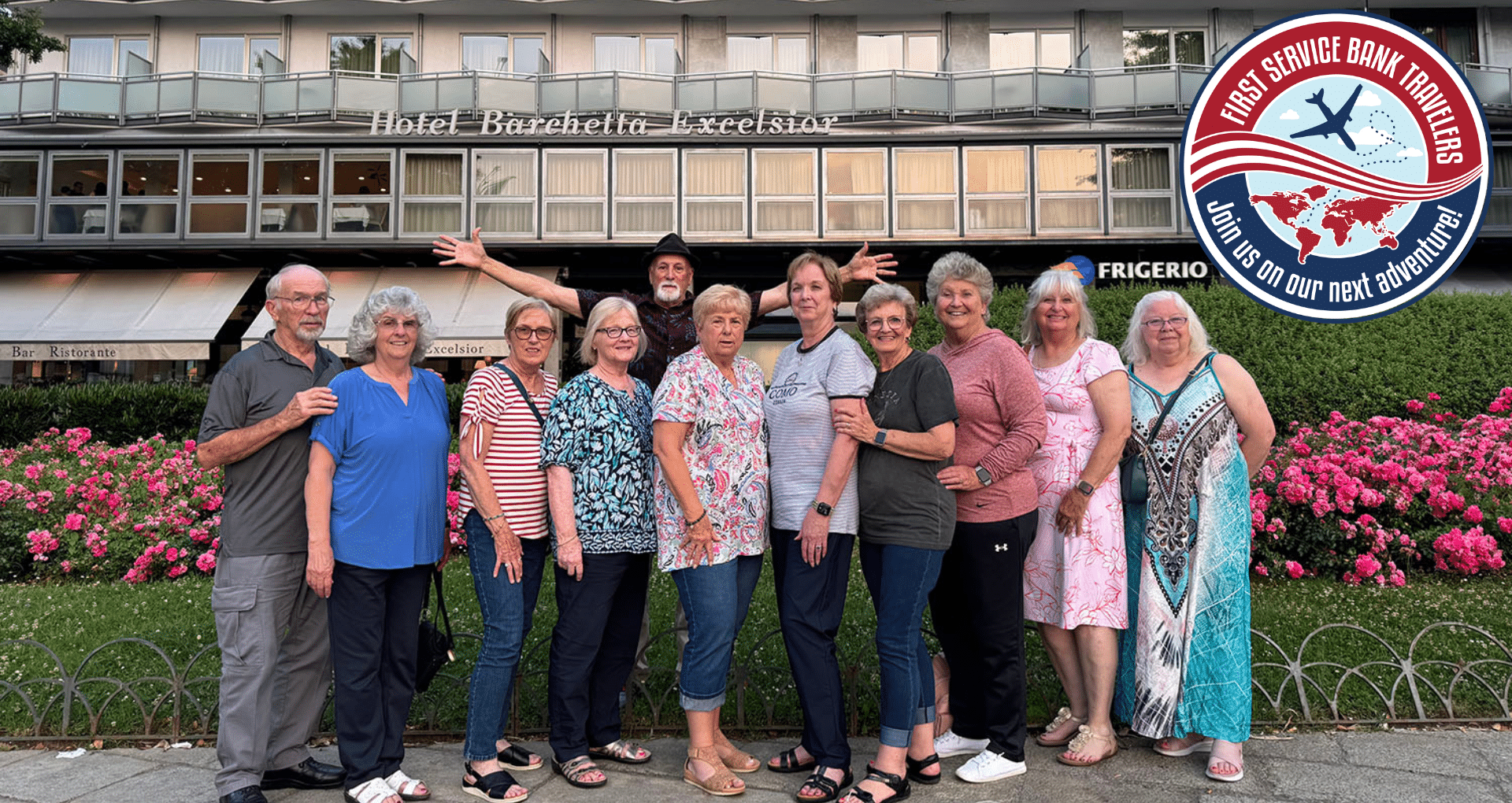 FirstServiceBnk's tweet card. From the ancient streets of Rome to the tranquil waters of Lake Como, the Travelers of First Service Bank recently returned from a truly unforgettable experience across Italy. The ten-day adventure,...