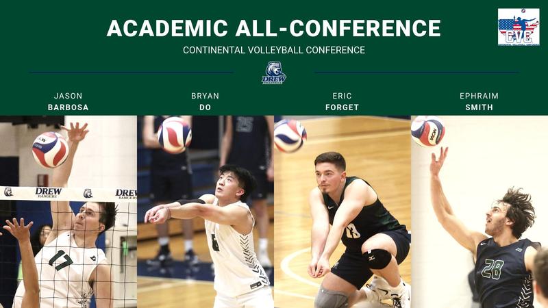 GoDrewRangers's tweet card. Four members of the Drew University men's volleyball team have earned a spot on the Continental Volleyball Conference Academic All-Conference Team.
