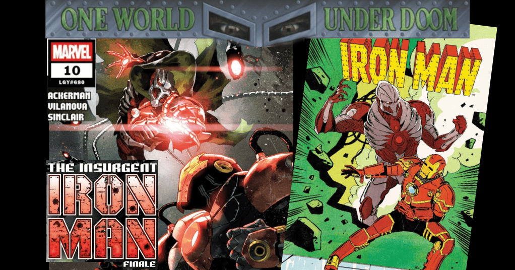 ComicWatchHQ's tweet card. Can the INSURGENT IRON MAN defeat IRON MONGER before it all comes crashing down in Iron Man #10 arriving on shelves & digital platforms on July 23, 2025, from @attackerman @JuliusOhta & #MarvelComics...