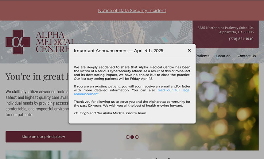 ChuckDBrooks's tweet card. Another small medical care provider has shut its doors forever as the result of a recent "devastating" cyberattack: Georgia-based Alpha Wellness & Alpha