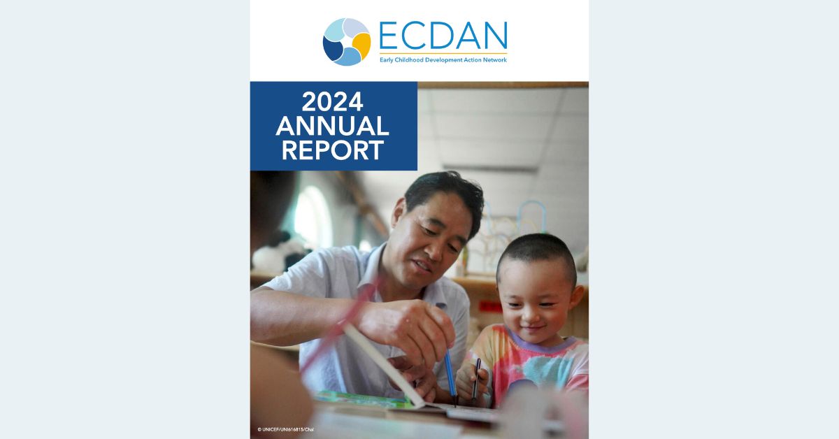 ECDAction's tweet card. ECDAN is proud to share our 2024 Annual Report, highlighting the network’s collective action to advance early childhood development and support parents and caregivers.