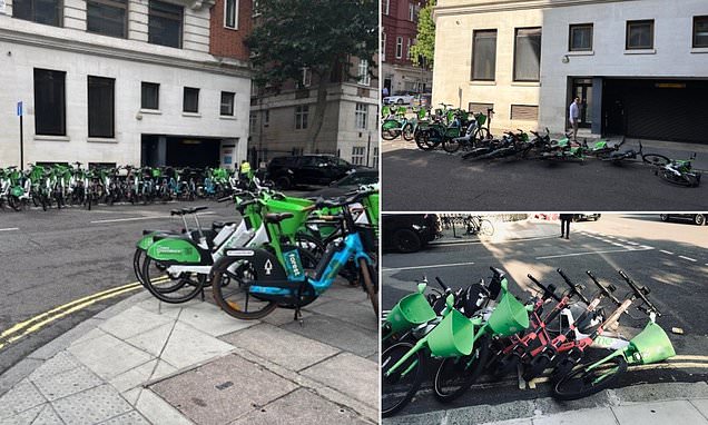 paulswaddle's tweet card. The e-bike bay in Chesterfield Gardens, Mayfair, has been a 'nuisance' ever since its installation in June as an army of bikes regularly pile up and block the entrance to a busy cul-de-sac.
