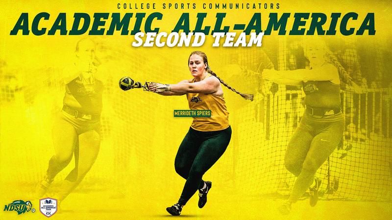 NDSUTrackField's tweet card. North Dakota State University women's track & field athlete Merrideth Spiers has been named to the CSC Academic All-America second team for Division I, the College Sports Communicators announced...