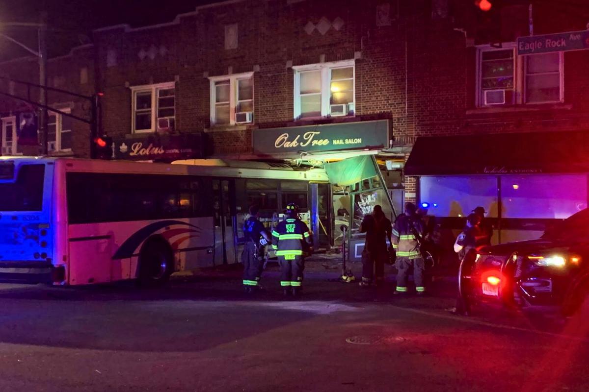 nj1015's tweet card. A NJ Transit bus crashed into Oak Tree Nail Salon early Saturday, causing major damage and forcing evacuations of the apartments above./