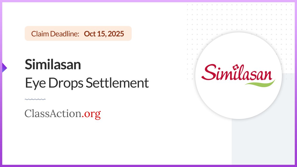 ClassAction_org's tweet card. If you bought Similasan or certain CVS or Walgreens eye drops between September 11, 2017 and February 20, 2025, you may be able to claim a piece of this settlement.