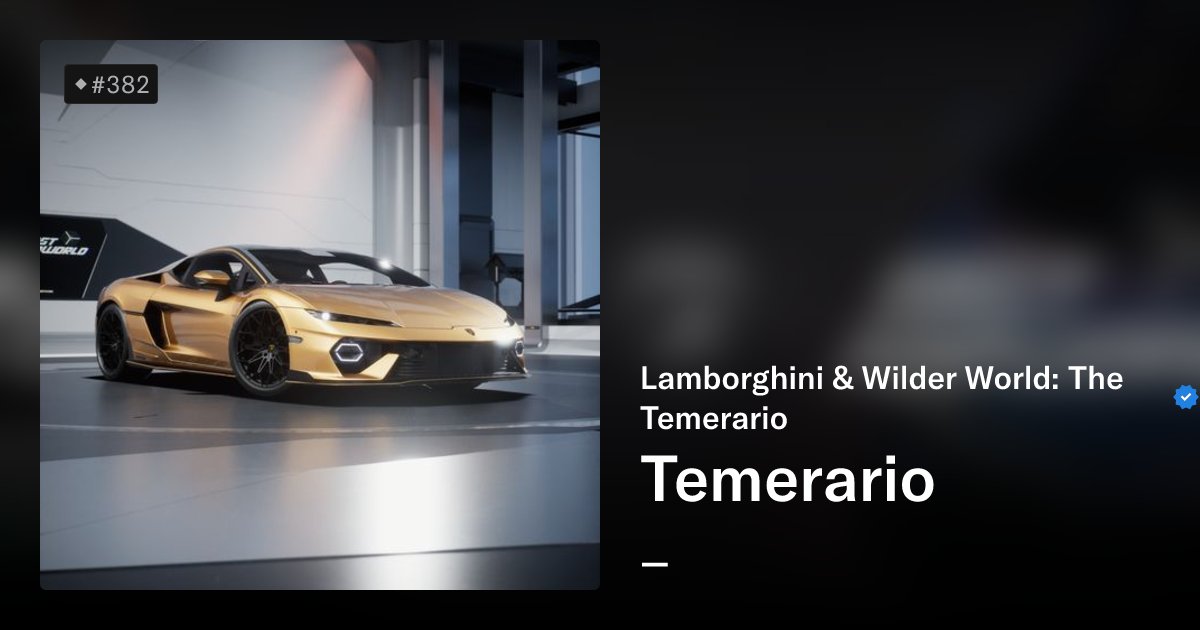 WilderWorldBot's tweet card. Introducing The Temerario - Automobili Lamborghini’s latest super sports car, reborn for the metaverse. In a groundbreaking collaboration between Lamborghini and Wilder World only 600 game-ready...