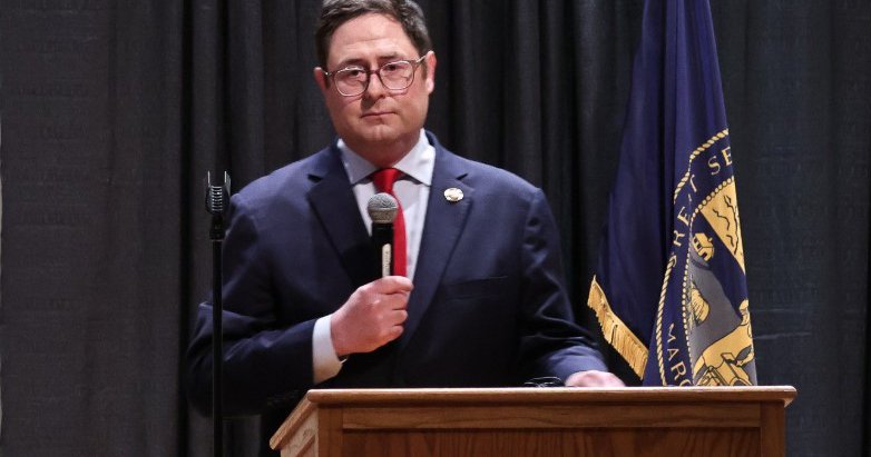 NebPubMediaNews's tweet card. First District representative Mike Flood takes over as chair of the Republican Congressional group after serving as vice chair for two years.