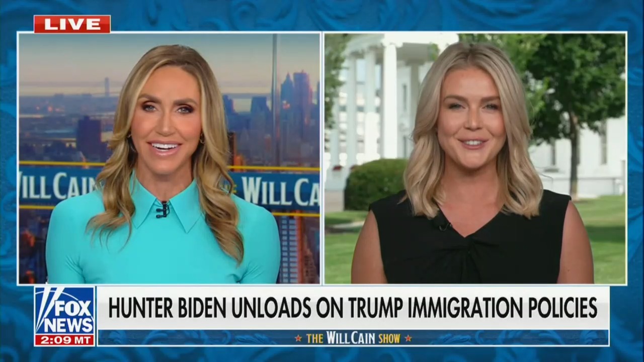 Mediaite's tweet card. Lara Trump interviewed Karoline Leavitt on Fox News and teed up the very same red meat Hunter Biden soundbite Leavitt had been asked about in a prior Fox hit.