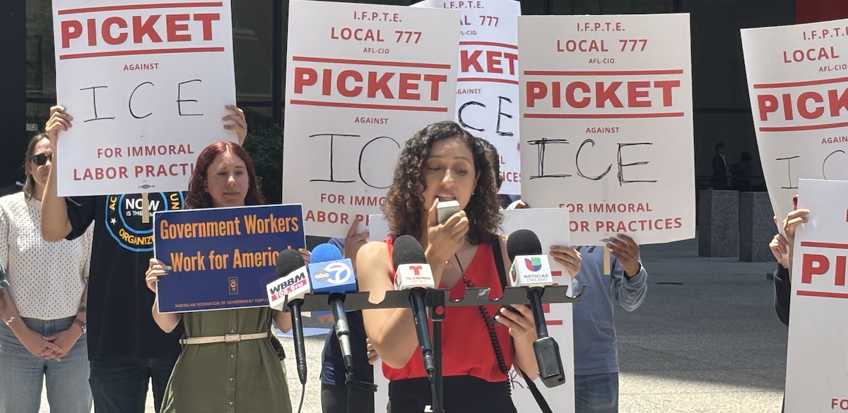 sarahlazare's tweet card. It was the morning of June 9, and Genie Kastrup, president of Service Employees Local 1, stood in front of Chicago’s Daley Plaza and bellowed into a microphone. “What is happening right now is about